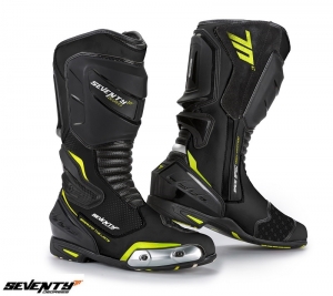 Μπότες μοτοσικλέτας Racing Unisex μοντέλο Seventy SD-BR1 χρώμα: μαύρο/φθορίζον κίτ