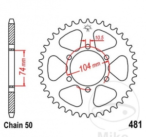 Πίνακας οπίσθιου γραναζιού JTR481.45 (βήμα 530) - Kawasaki Z 400 J ('80-'83) / Z 650 B ('77-'80) - J