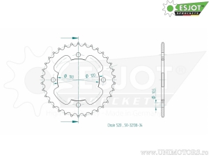 Πίνακας πίσω Esjot μαύρος - 34 δόντια (βήμα 520) - Explorer Trasher 2 520 ('11-'15) / Trasher 2 520 S