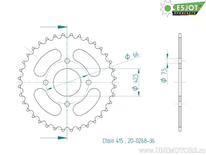 Πίνακας πίσω Esjot μαύρος - 36 δόντια (βήμα 415) - Hercules HR2 25 Hobby Rider 2-Gang / Jogging 25 2-