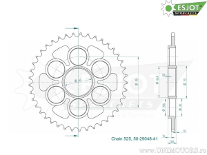 Πίνακας πίσω Esjot μαύρος - 41 δόντια (βήμα 525) - Ducati Panigale 1199 - R ABS - S - S ABS / 1299 S 