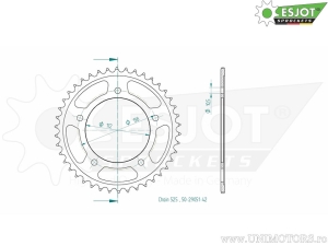 Πίνακας πίσω Esjot μαύρος - 42 δόντια (βήμα 525) - Yamaha MT-09 900 - SP / MXT 850 GT Niken ABS / Tra