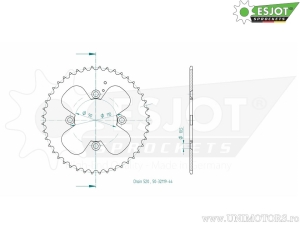 Πίνακας πίσω Esjot μαύρος - 44 δόντια (βήμα 520) - Adly/Herchee Crossroad 300 - Sentinel / Hurricane