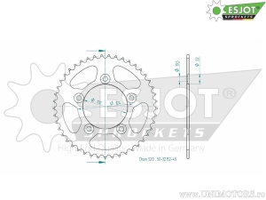 Πίνακας πίσω Esjot μαύρος - 45 δόντια (βήμα 520) - Ducati Monster 797 + / 821 Dark- Stealth-Stripe AB