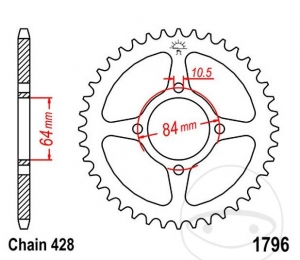 Πίνακας πίσω JTR1796.51 (βήμα 428) - Suzuki RV 125 Van Van ('03-'17) - JM