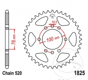 Πίνακας πίσω JTR1825.46 (βήμα 520) - Suzuki GN 400 L με χυτό τροχό / GN 400 με τροχό ακτίν