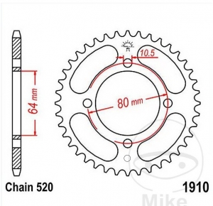 Πίνακας πίσω JTR1910.32 (βήμα 520) - Adly/Herchee ATV 150 S Sport - U Utility / Crossover 150 - Boost / Crossroad