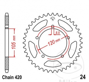 Πίνακας πίσω JTR24.55 (βήμα 420) - Aprilia MX-RX 50 / Generic TR 50 SM -Competition-One-X / Trigger 50 SM / Trigg