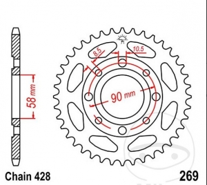 Πίνακας πίσω JTR269.56 (βήμα 428) - Daelim VL 125 Fi Daystar Ρόδα γιατρού / VS 125 / VS 125 Evolution 