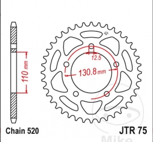 Πίνακας πίσω JTR75.42 (βήμα 520) - BMW S 1000 RR / R ABS / R ABS DDC / R ABS DTC - JM