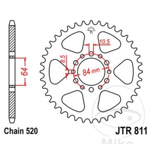 Πίνακας πίσω JTR811.48 (βήμα 520) - Suzuki TS 185 ER ('79) - JM