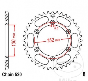 Πίνακας πίσω JTR8.51 (βήμα 520) - BMW G 450 X ('08-'12) - JM