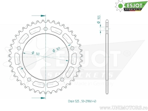 Πίσω γρανάζι μαύρο 43Z δόντια (βήμα 525) - Indian FTR 1200 A2 ABS - ABS - R Carbon ABS - R Race Replic