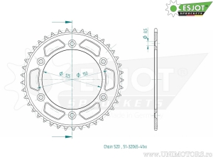 Πίσω γρανάζι Esjot ασημί - 41 δόντια (βήμα 520) - KTM Adventure 890 ABS - L ABS A2 - R ABS / Enduro 69