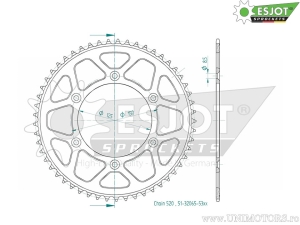 Πίσω γρανάζι Esjot ασημί - 53 δόντια (βήμα 520) - KTM EGS 125 - 200 - 400 LC4 / EGS-E 400 LC4 / Enduro
