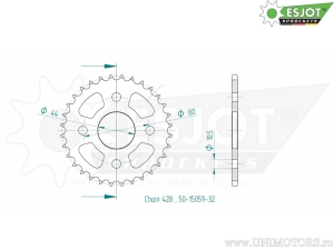 Πίσω γρανάζι Esjot μαύρο - 32 δόντια (βήμα 428) - Buffalo/Quelle Rex 50 / Explorer Bullet 50 / Kreidle