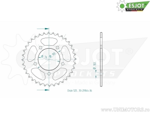 Πίσω γρανάζι Esjot μαύρο - 36 δόντια (βήμα 525) - Benelli 752 750 S / BN 600 Avio-GT I / Imperiale 400