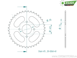 Πίσω γρανάζι Esjot μαύρο - 40 δόντια (βήμα 415) - Hercules MP2 50 2-Gang / MP4 50 3-Gang / MX-1 25 2-G