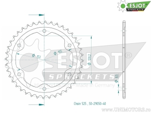 Πίσω γρανάζι Esjot μαύρο - 40 δόντια (βήμα 525) - KTM Super Duke 1290 R LC8 Evo ABS Euro5 - LC8 Specia