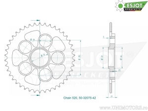 Πίσω γρανάζι Esjot μαύρο - 42 δόντια (βήμα 520) - Ducati 748 748 SPS Sport Production - Strada Biposto