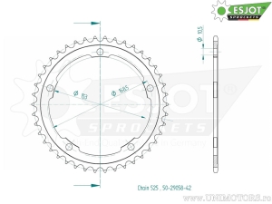 Πίσω γρανάζι Esjot μαύρο - 42 δόντια (βήμα 525) - Kawasaki Ninja 1000 H2 ABS - Carbon ABS - SX ABS - S