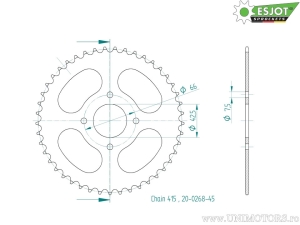 Πίσω γρανάζι Esjot μαύρο - 45 δόντια (βήμα 415) - Hercules MX-1 25 2-ταχύτητα χειροκίν