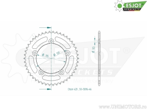 Πίσω γρανάζι Esjot μαύρο - 46 δόντια (βήμα 525) - Aprilia MX 50 / RX 50 6-τάχυτο - RX 50 Racing
