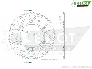 Πίσω γρανάζι Esjot μαύρο - 49 δόντια (βήμα 520) - Beta RR 250 2T Enduro Oilmix - 2T Racing / RR 300 2T