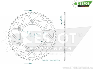 Πίσω γρανάζι Esjot μαύρο - 50 δόντια (βήμα 520) - Beta RR 300 2T Racing / RR 350 4T Enduro - Racing -