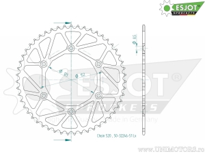 Πίσω γρανάζι Esjot μαύρο - 51 δόντια (βήμα 520) - Beta RR 390 Enduro - Racing / RR 400 Enduro - Racing