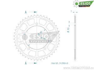 Πίσω γρανάζι Esjot - 45 δόντια (βήμα 525) - Suzuki DL 1000 A V-Strom ABS / 1000 A V-Strom Big ABS / 1000 V-