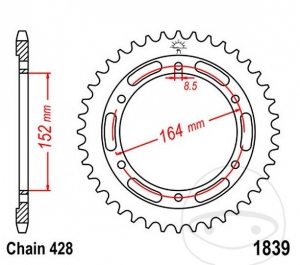 Πίσω γρανάζι JTR1839.55 (βήμα 428) - Yamaha SR 400 - Επέτειος / SR 500 SP δισκόφρενα / SR 500 S