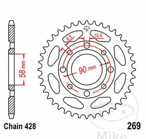 Πίσω γρανάζι JTR269.43 (βήμα 428) - Keeway Superlight 125 ie CBS προστατευτικό μπροστινού 