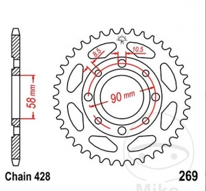 Πίσω γρανάζι JTR269.51 (βήμα 428) - Keeway Superlight 125 / 125 ie CBS προστατευτικό μπροστι�