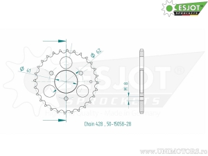 Πίσω πίνακας Esjot μαύρος - 28 δόντια (βήμα 428) - Aeon Cobra 50 2WD / Revo 100 W 2WD - 50 Mini Kolt