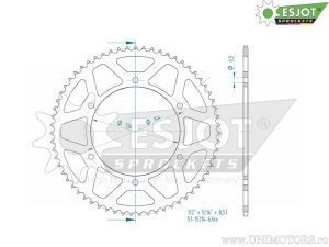 Πίσω πίνακας Esjot μαύρος - 63 δόντια (βήμα 428) - Fantic Caballero 125 Scambler ABS / TL 125 E Perfo
