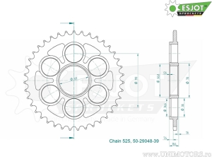 Πίσω πίρουνα Esjot μαύρη - 39 δόντια (βήμα 525) - Ducati Monster 1200 / R-S ABS / Panigale 1100 V4 / S