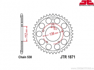Πίσω πινιόν Yamaha YZF-R6 ('99-'02) - JTR 1871 - JT