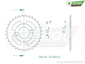 Πίσω πιρούνι Esjot μαύρο - 32 δόντια (βήμα 415) - Hercules HR2 25 Hobby Rider 2-Gang / Jogging 25 2-Ga