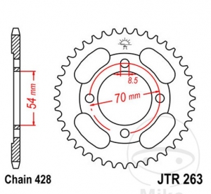 Πίσω πιρούνι JTR263.45 (βήμα 428) - FKM FK12 125 MS ie Mini Scrambler CBS ('19-'21) - JM