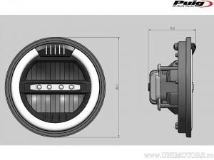 Προβολέας LED 175x160,4mm - μαύρο χρώμα με πλαϊνή στήριξη - Puig