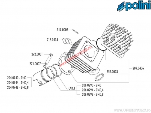Σετ κυλίνδρου (διάμετρος 40mm / 49cc) - 142.0148 - Peugeot Looxor / Vivacity / TKR / Zenith / Speedfight / 