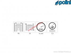 Σετ κυλίνδρου (διάμετρος 46mm / 65cc) - 142.0100 - Peugeot 103 RCX 50 / 103 SPX 50 LC - Polini