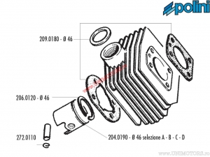 Σετ κυλίνδρου (διάμετρος 46mm / 70cc) - 134.0300 - MBK Club 50 / Evasion / Hard Rock / Swing / Rock Racing 