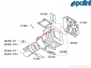 Σετ κυλίνδρου (διάμετρος 47mm / 67,9cc) - 166.0054 - MBK Sorriso 50 / Target 50 / Yamaha CRZ 50 / CT 50 2T 