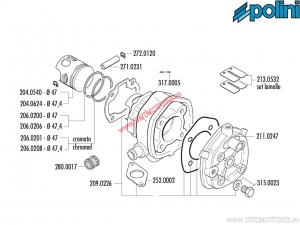 Σετ κυλίνδρου (διάμετρος 47mm / 67,9cc) - 166.0083/R - Yamaha Jog RR / Aerox / MBK Nitro / Aprilia SR 50 / 