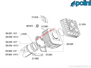 Σετ κυλίνδρου (διάμετρος 47mm / 68cc) - 140.0181/R - Aprilia Scarabeo / Piaggio Fly / Liberty / NRG / Typoh