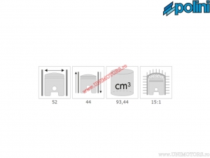 Σετ κυλίνδρου (διάμετρος 52mm / 93,44cc) - 166.0111 - Aprilia SR 50 / Area 51 / Sonic / MBK Nitro / Yamaha 