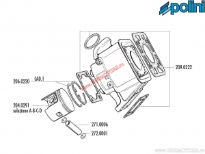 Σετ κυλίνδρου (διάμετρος 55mm / 99,7cc) - 166.0048 - Yamaha DT 80 R LC 2T ('85-'01) - Polini