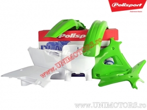 Σετ πλαστικών (λευκά / πράσινα) - Kawasaki KX 125 / KX 250 2T ('94-'98) - Polisport